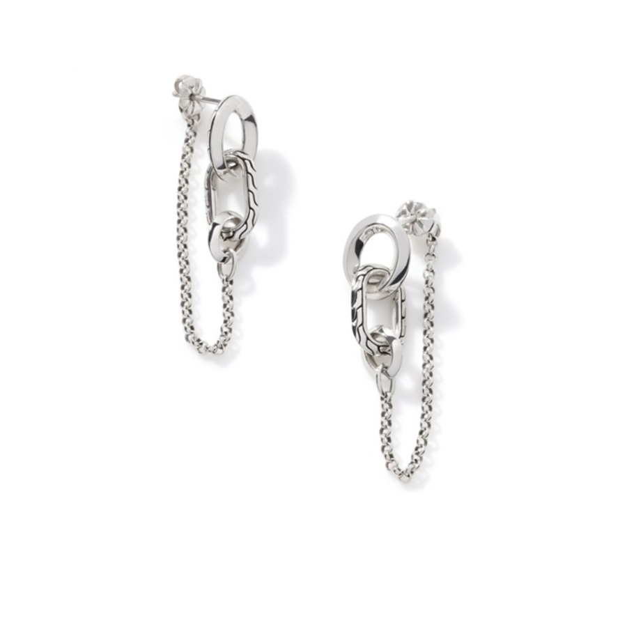 John Hardy Remix Drop Link Earring - Eb900401 In Silver-tone