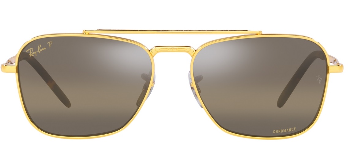 Ray Ban Rb3636 9196g5 Square Polarized Sunglasses In Brown / Dark / Gold
