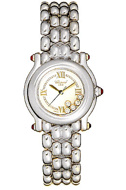 Chopard Happy Sport Diamond 18kt White Gold Ladies Watch 27/6150-21 In Gold / White