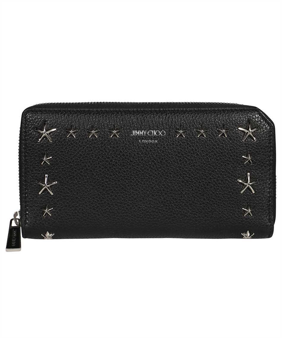 Jimmy Choo Star Embellished Zip Around Wallet In Black/silver