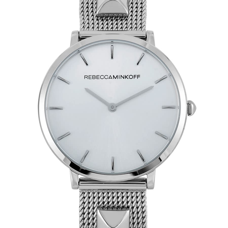 Shop Rebecca Minkoff Major Quartz Silver White Dial Ladies Watch 2200001 In Silver / White