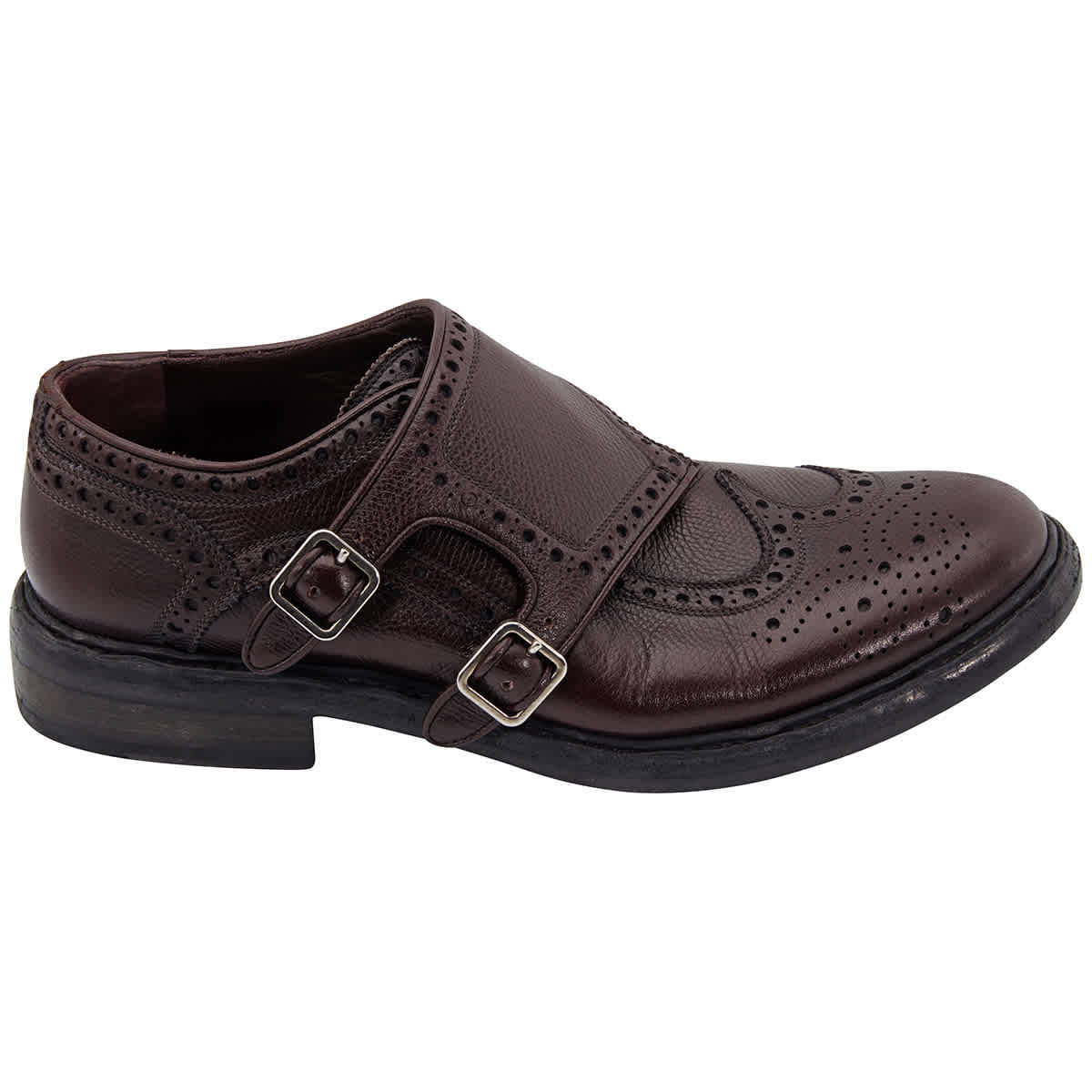 BURBERRY BURGUNDY RED TEXTURED LEATHER MONK SHOES
