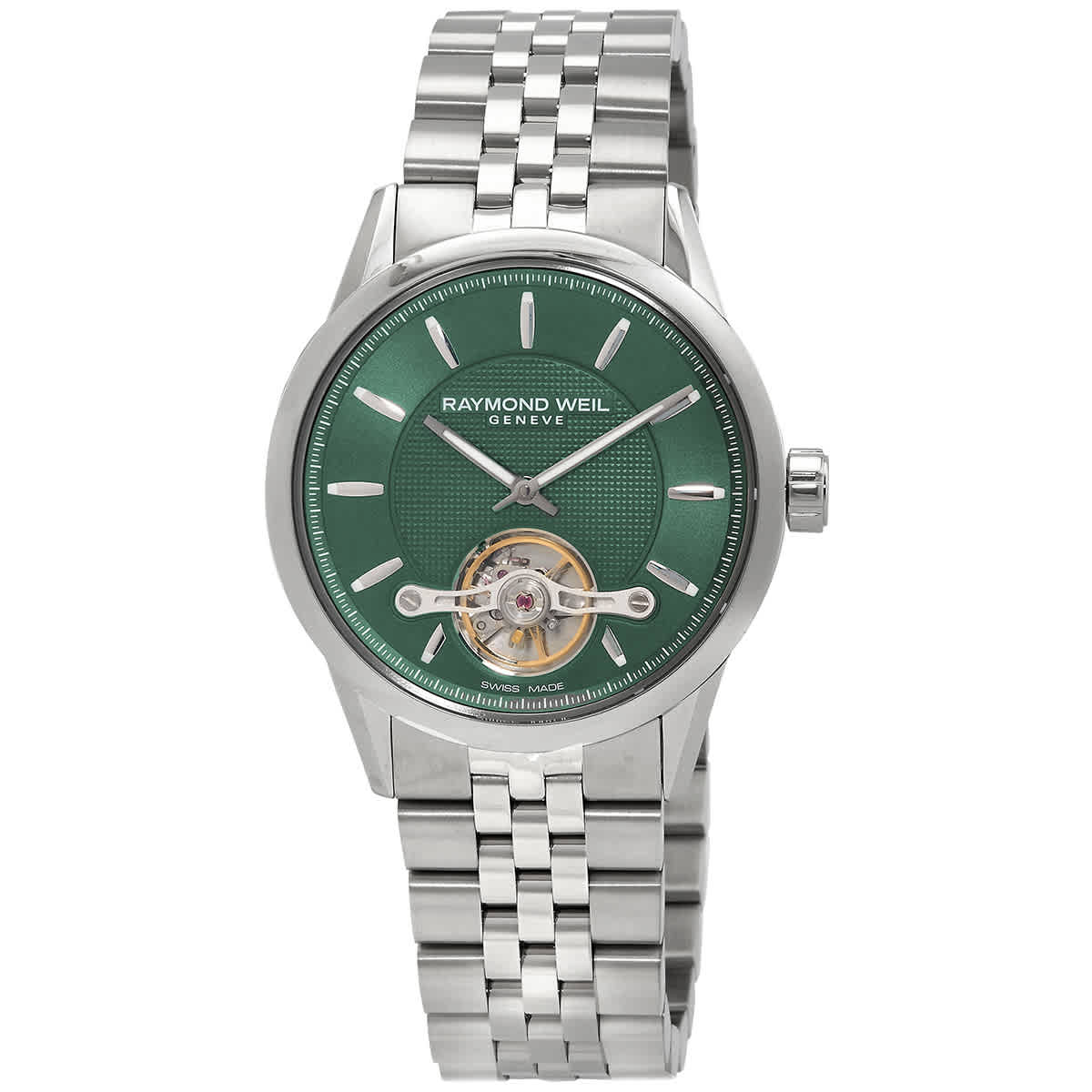 Raymond Weil Men's Swiss Automatic Freelancer Stainless Steel Bracelet Watch 42mm In Green