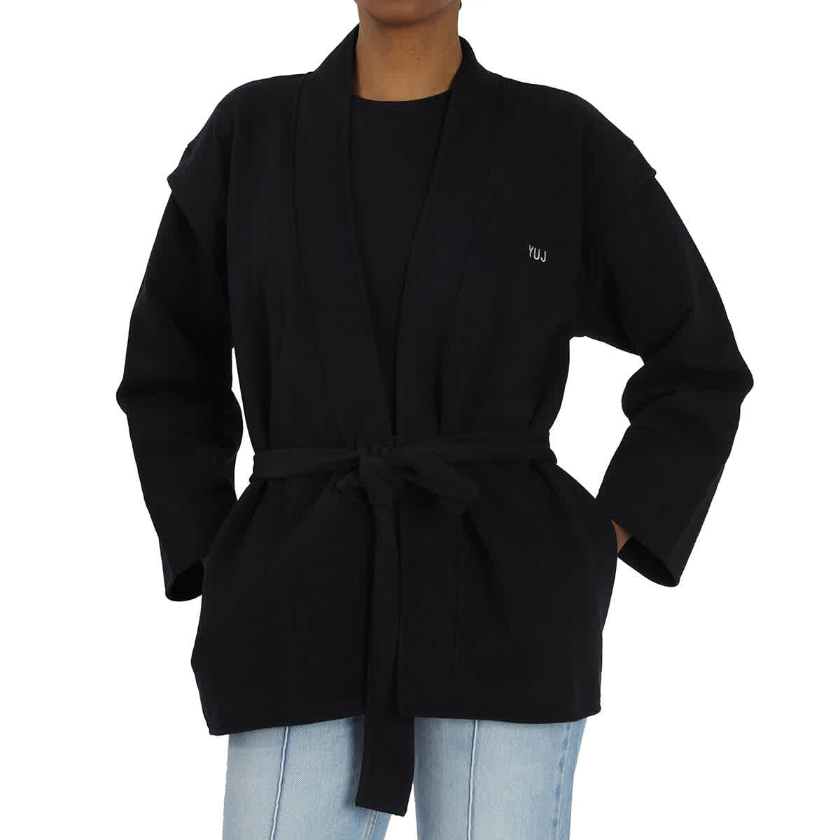 Yuj Ladies Black Pray Kimono Jacket In Black/white