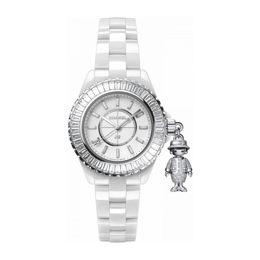 Pre-owned Chanel J12 Acte Ii Quartz Diamond White Dial Ladies Watch H6501 In Gold Tone / White