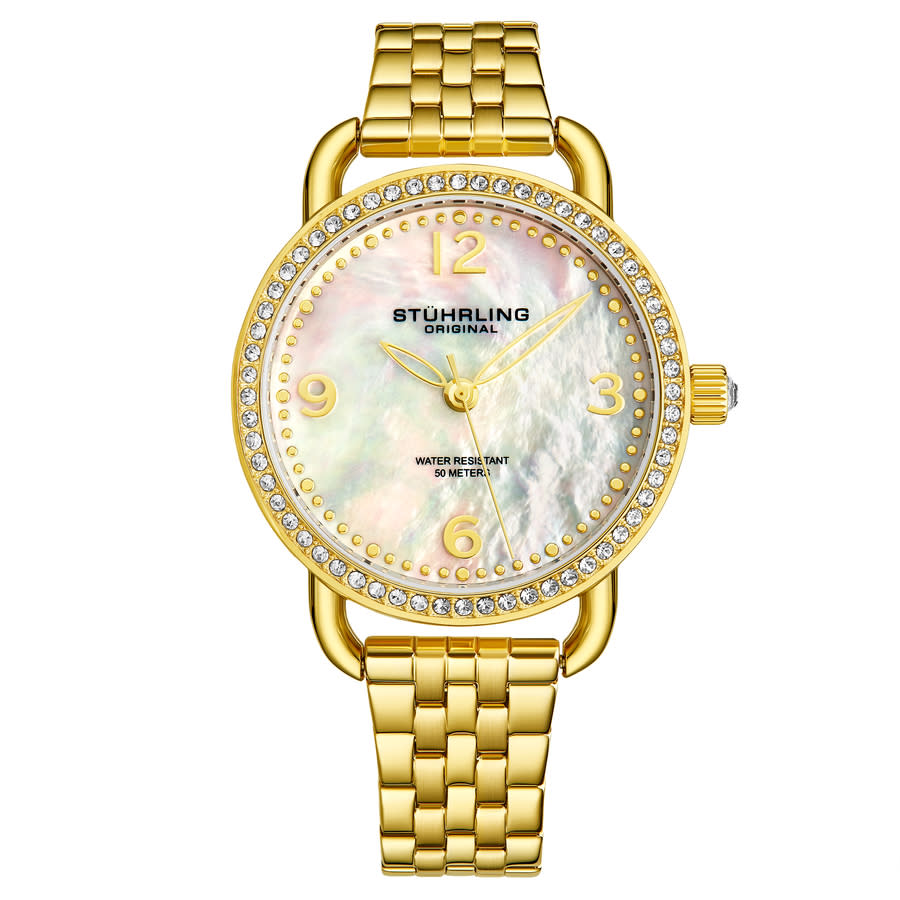 Stuhrling Original Symphony Quartz Silver Dial Ladies Watch M16893 In Gold Tone / Silver / Yellow