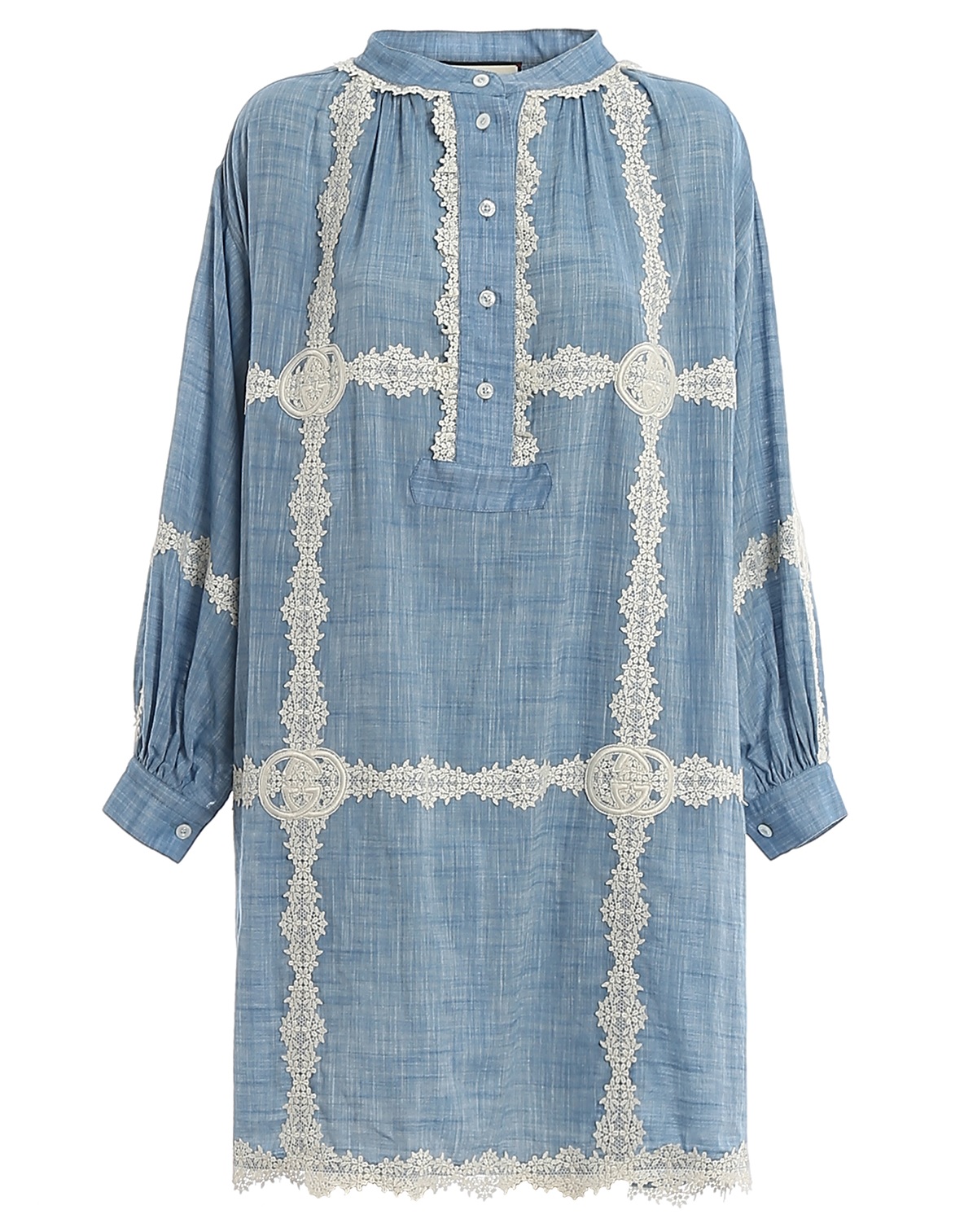 Gucci Lace Detail Shift Dress In Blue