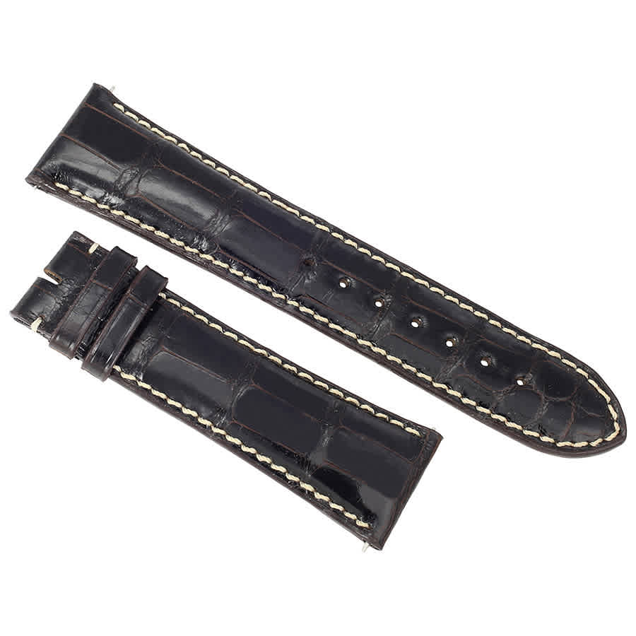 Hadley Roma 24 Mm Shiny Dark Brown Alligator Leather Strap