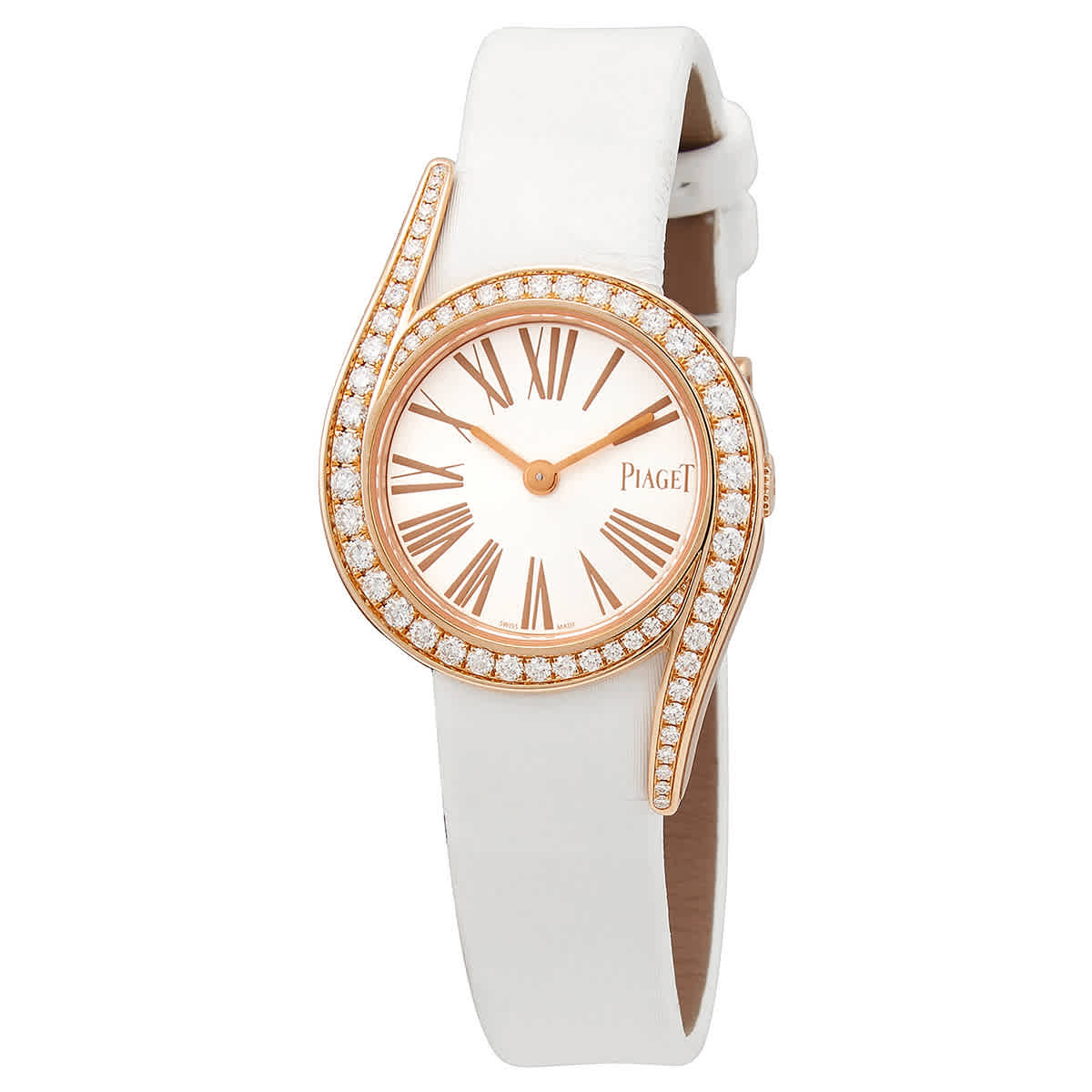 Piaget Limelight Gala Silver Dial Ladies White Satin Watch G0a42151 In Gold / Gold Tone / Lime / Rose / Rose Gold / Rose Gold Tone / Silver / White