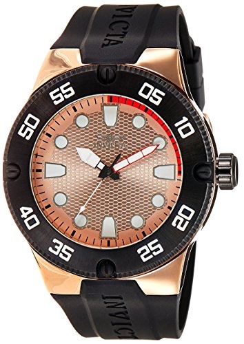 INVICTA PRO DIVER ROSE DIAL BLACK POLYURETHANE MENS WATCH 18025