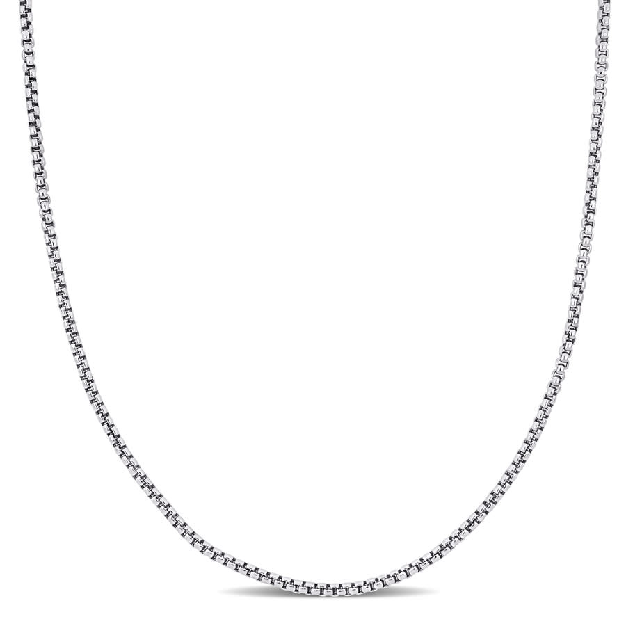 Amour 14k White Gold Hollow Link Chain Necklace 16