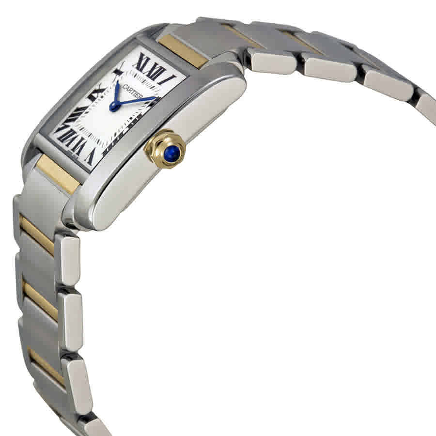 Shop Cartier Tank Francaise Silver Dial Ladies Watch W2ta0003 In Blue / Gold / Silver / Yellow