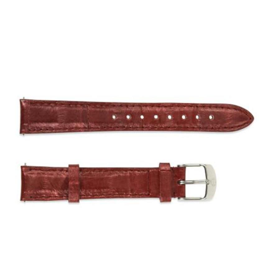 Michele 16mm Red Metallic Snake Watch Band Ms16aa420600 In Red   / Metallic