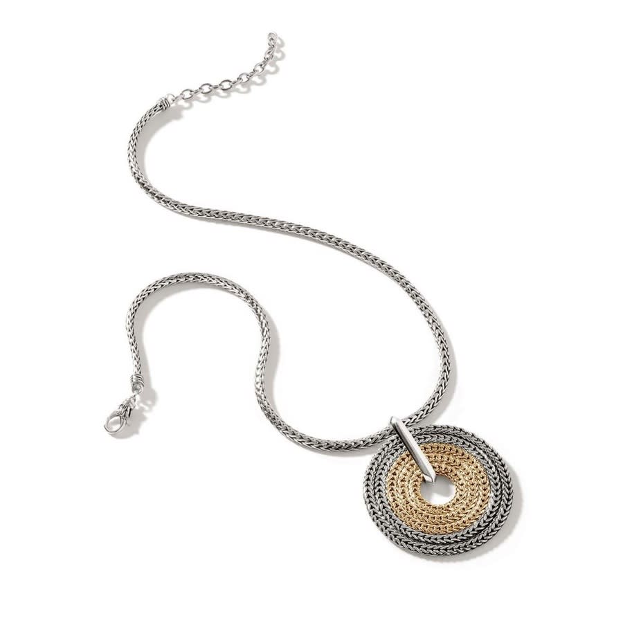 John Hardy "rata" 18kt Gold & Sterling Silver Pendant Necklace - Nz900970x16-18 In Silver-tone