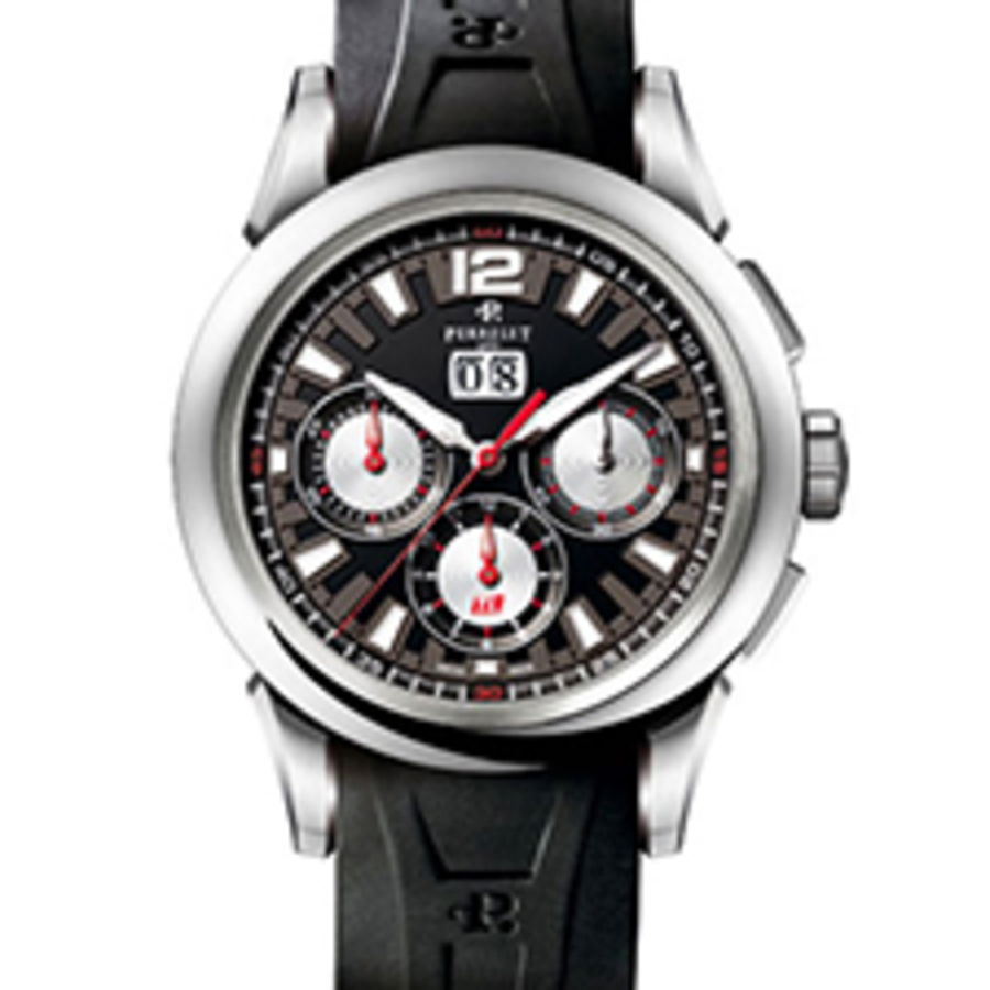 Perrelet Big Date Chronograph Automatic Black Dial Mens Watch A5003 / 2 In Black,silver Tone