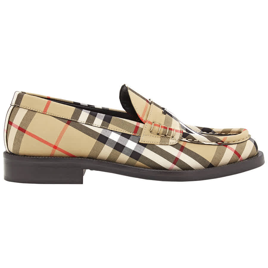 Burberry Ladies Vintage Check Camel Bedmont Loafer In Black,white,yellow