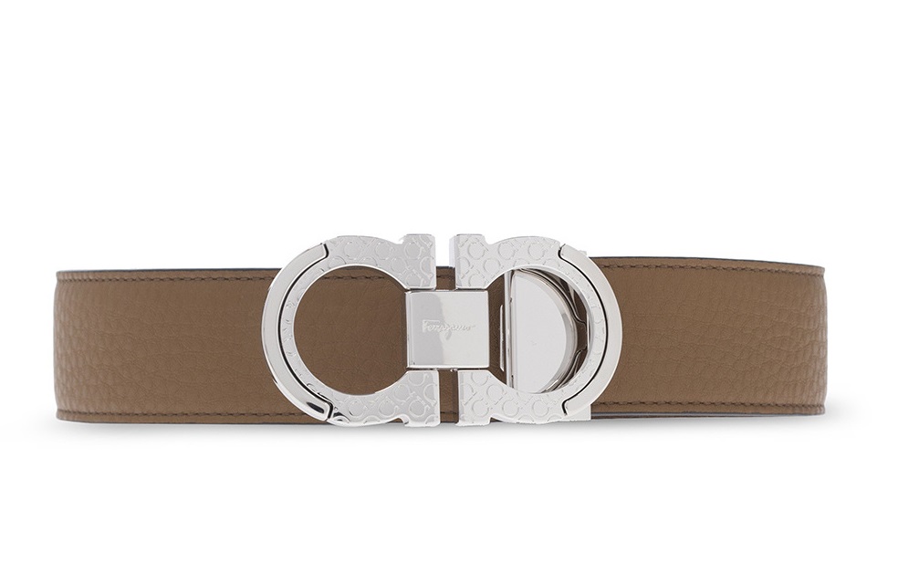 FERRAGAMO RAFIA LEATHER GANCINI ADJUSTABLE BELT, BRAND SIZE 115 CM