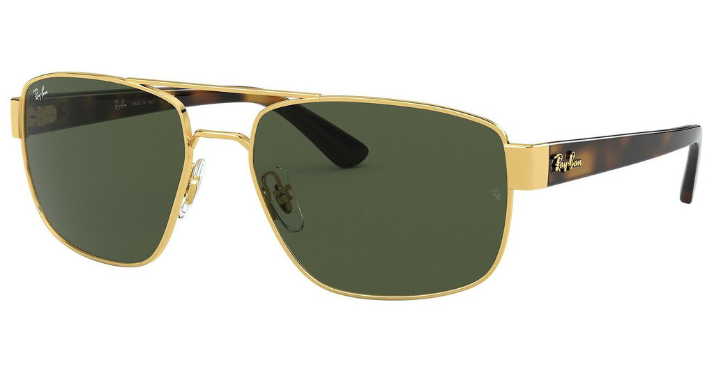 Ray Ban Rb3663 Sunglasses Tortoise Frame Green Lenses 60-17 In Gold / Green