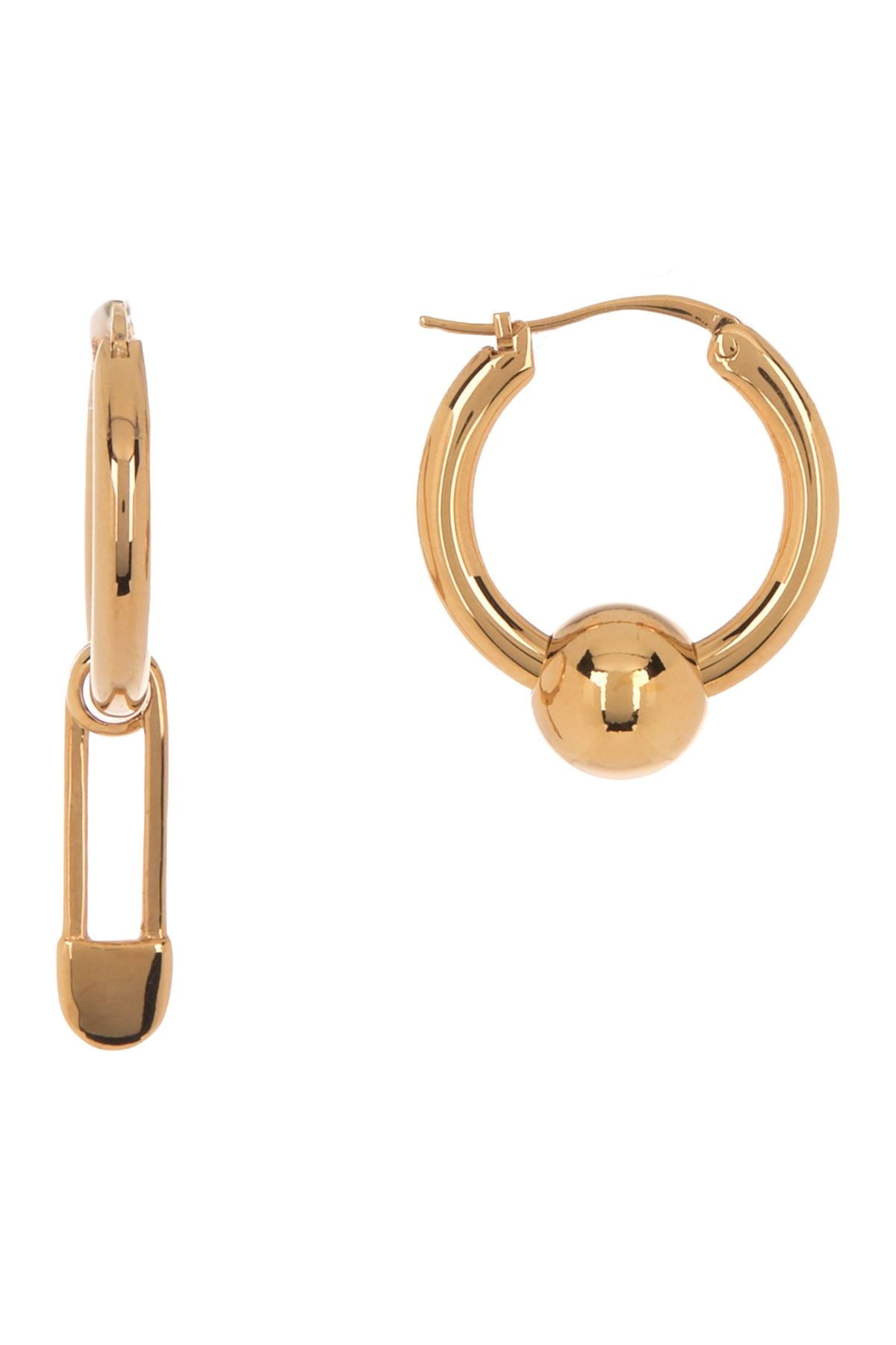 Burberry Ladies Mismatched Huggie Hoop Earrings In Gold Tone