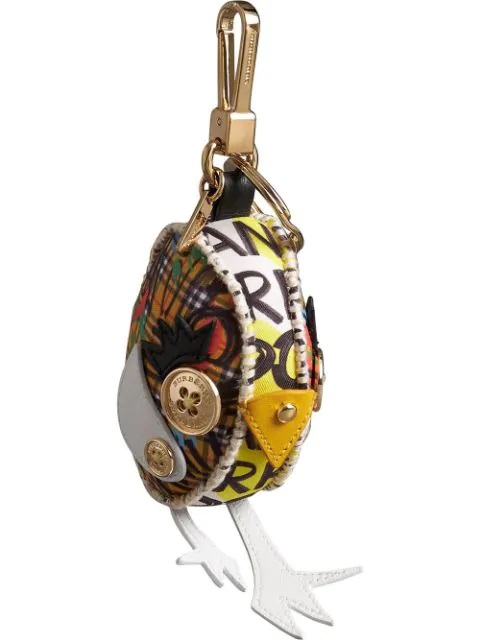 Burberry Derek The Bird Graffiti Print Cotton Charm In Yellow Multi