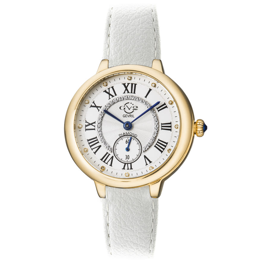 GV2 BY GEVRIL ROME VEGAN QUARTZ DIAMOND WHITE DIAL LADIES WATCH 12202-V1