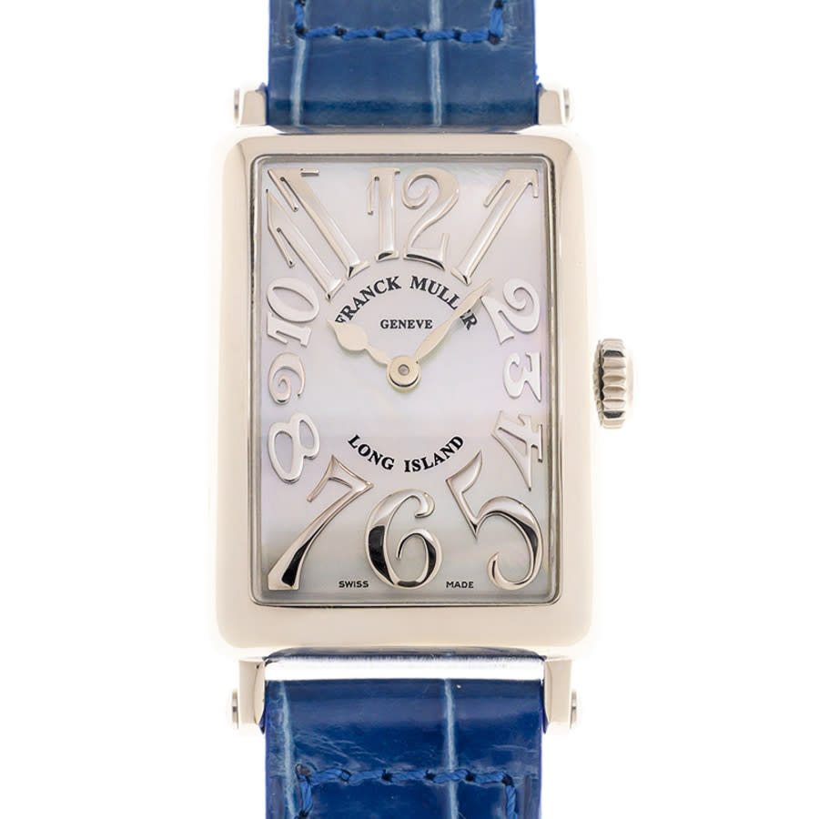 Franck Muller Long Island Ladies Quartz Watch 902qzrelmop(ac)-blstrap In Blue / White