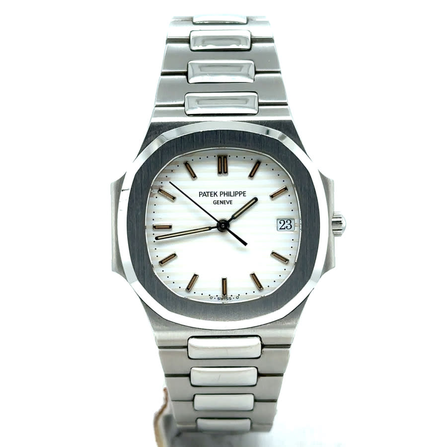 Pre-owned Patek Philippe Nautilus Ladies Quartz Watch 3900/1 In Black / White
