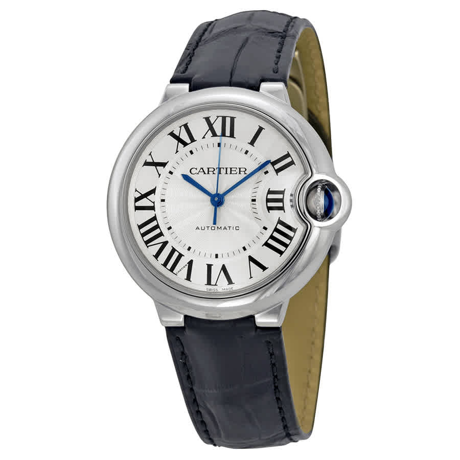 Cartier Ballon Bleu Automatic Silver Dial Ladies Watch W69017z4 In Black / Blue / Silver