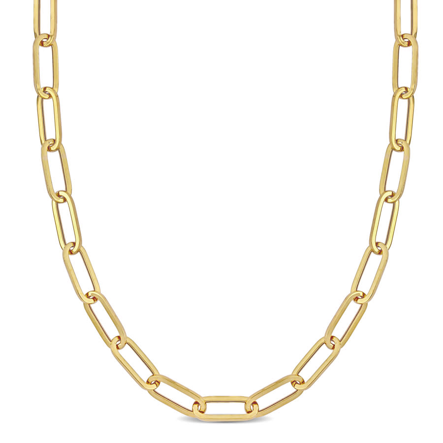 Amour 14k Yellow Gold 6.3mm Polished Paperclip Chain Necklace 24