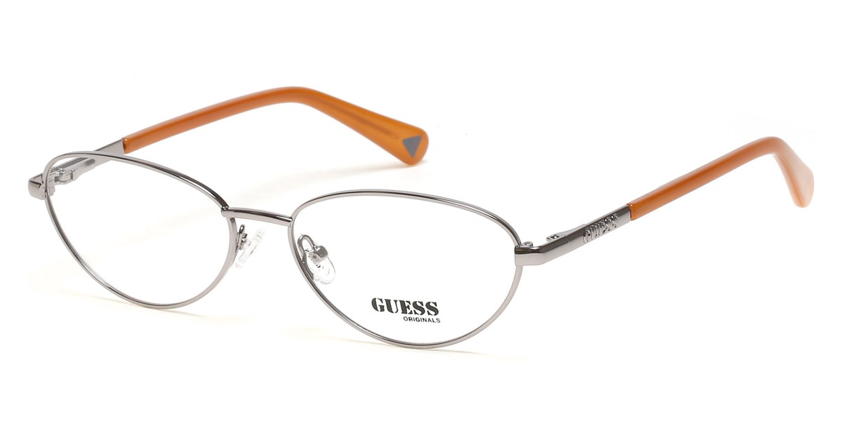 Guess Demo Oval Unisex Eyeglasses Gu8238 008 55 In Gun Metal / Gunmetal