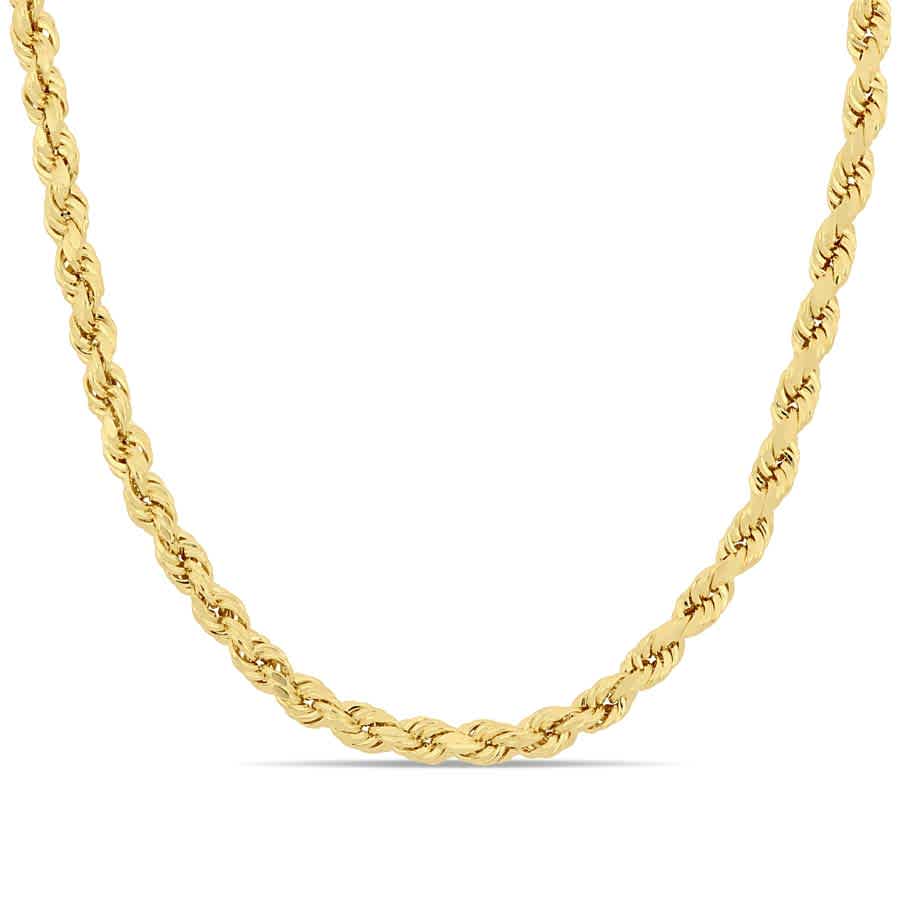 Amour 24 Inch Rope Chain Men's Necklace In 10k Yellow Gold (4 Mm)