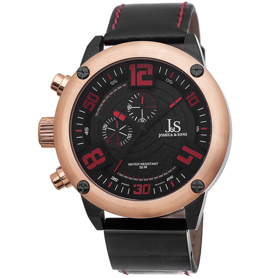 Joshua And Sons Mens Quartz Watch Js70rg In Black / Rose