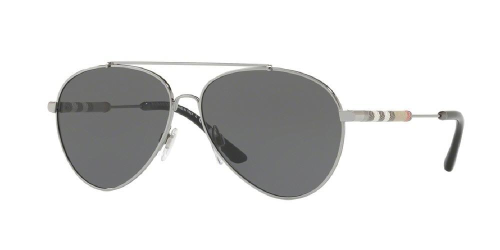 Burberry Grey Aviator Ladies Sunglasses Be3092qf-100387-60 In Grey,gunmetal