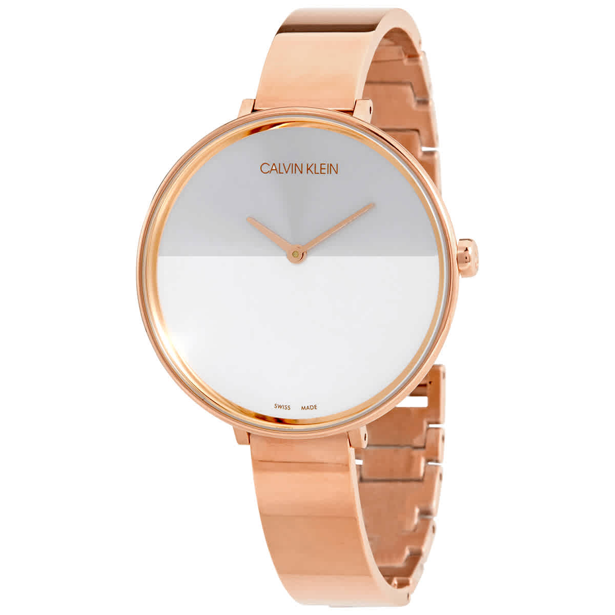 Calvin Klein Rise Quartz Silver And White Ladies Watch K7a23646 In Gold / Gold Tone / Rose / Rose Gold / Rose Gold Tone / Silver / White