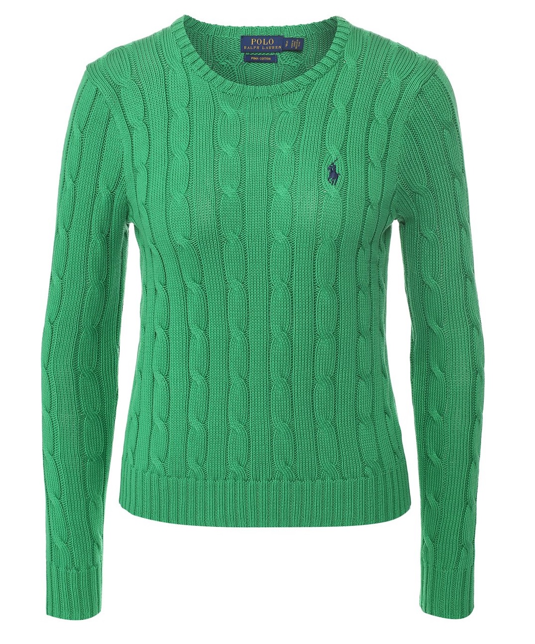 POLO RALPH LAUREN GREEN CABLE KNIT COTTON SWEATER