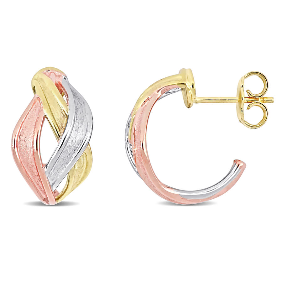 Amour Swirl Earrings In 18k 3-tone Gold In Yellow