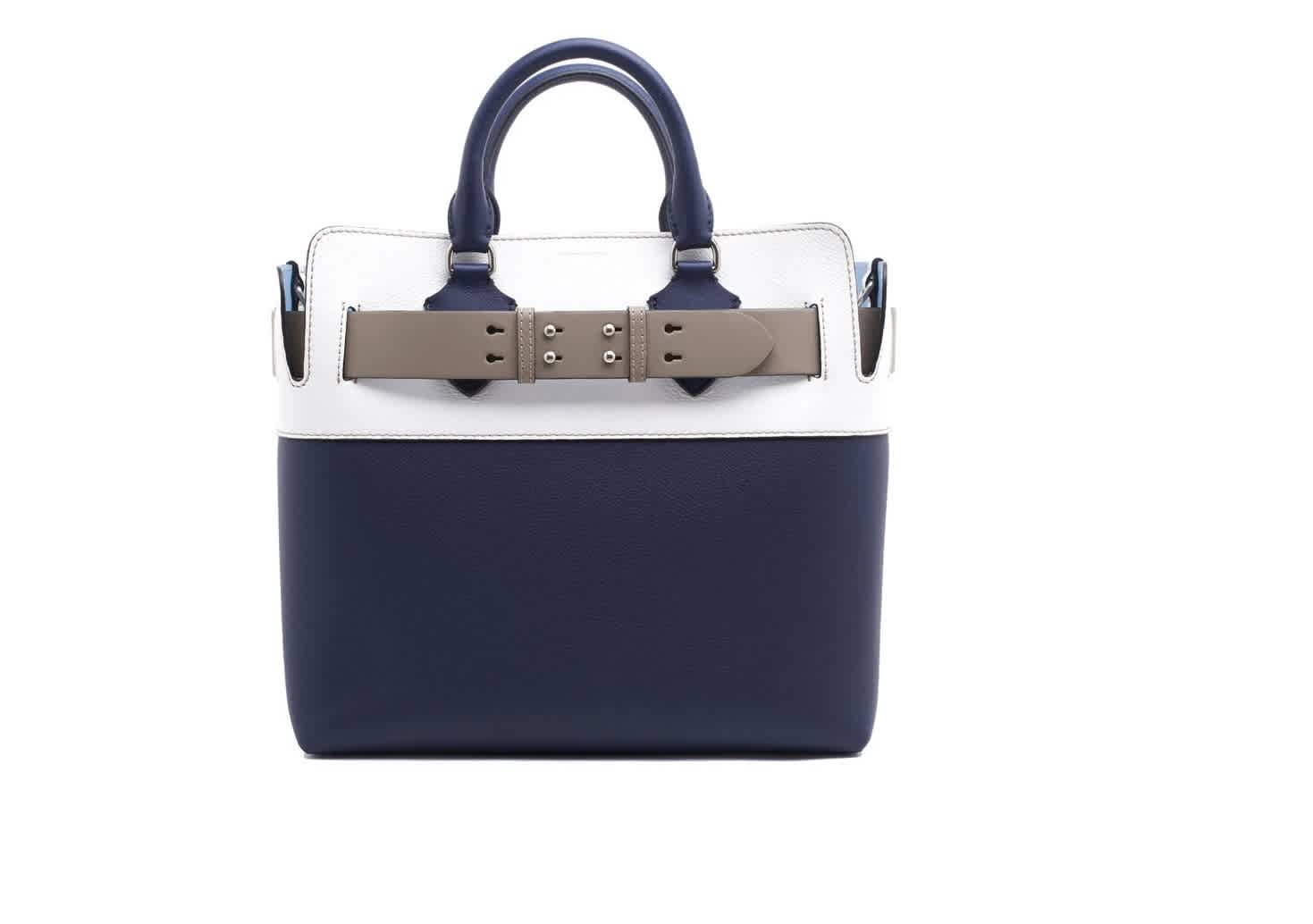 Burberry Ladies Top Handle Medium Tri-tone Leather Belt Bag In Blue