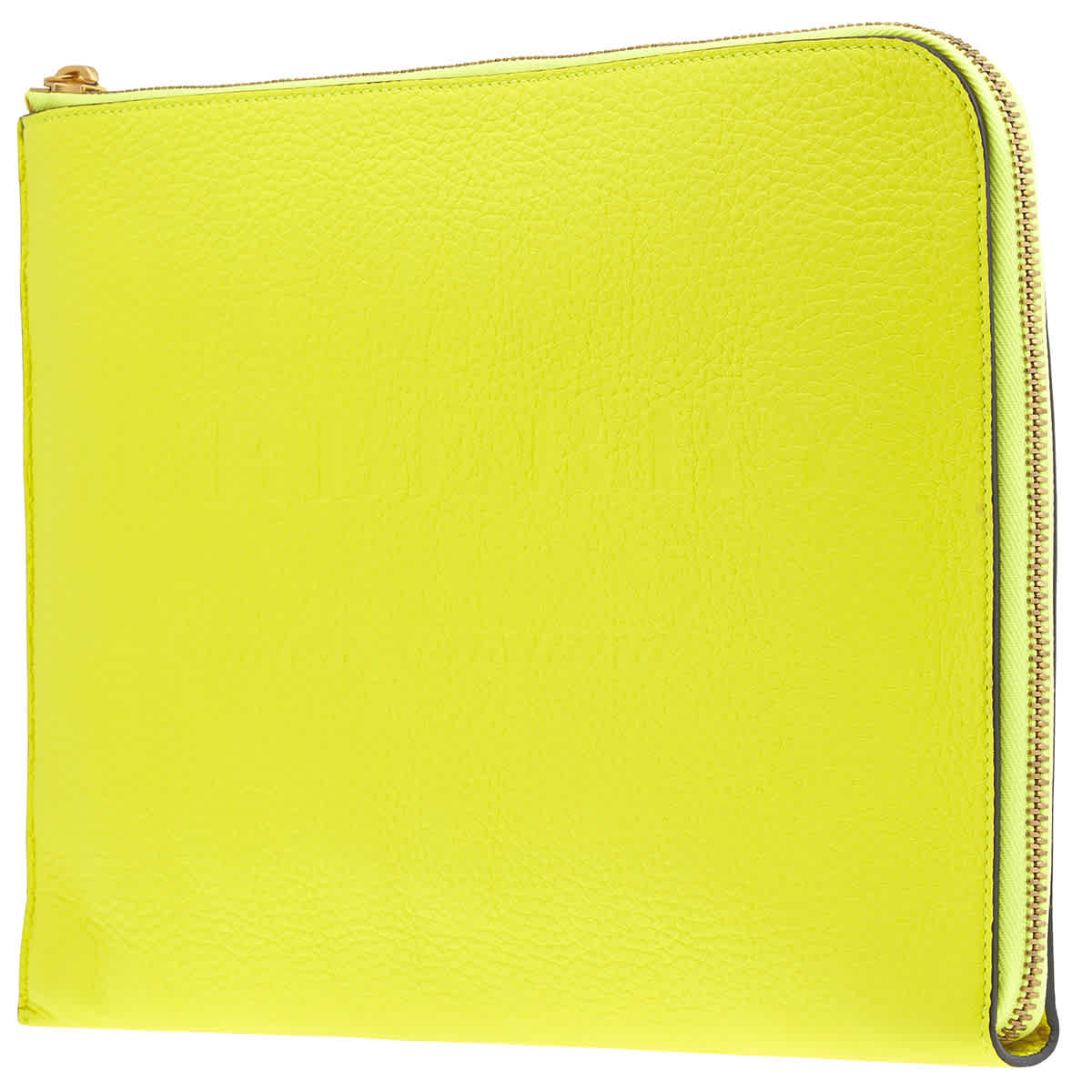 Burberry Embossed Leather Briefcase In Neon Yellow