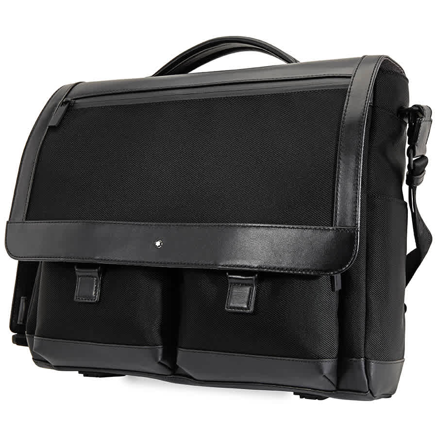 MONTBLANC NIGHTFLIGHT SIGLE GUSSET BLACK MENS BRIEFCASE118245