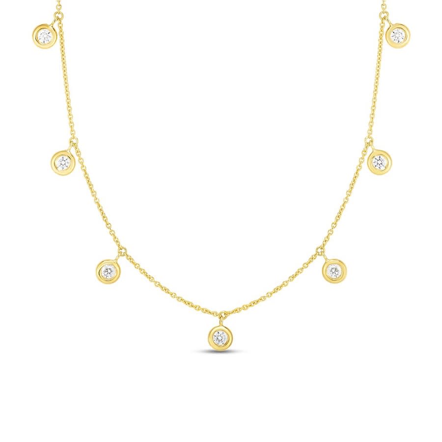 Roberto Coin 18k Yellow Gold Seven-station Diamond Necklace 530011aychx0 In Yellow