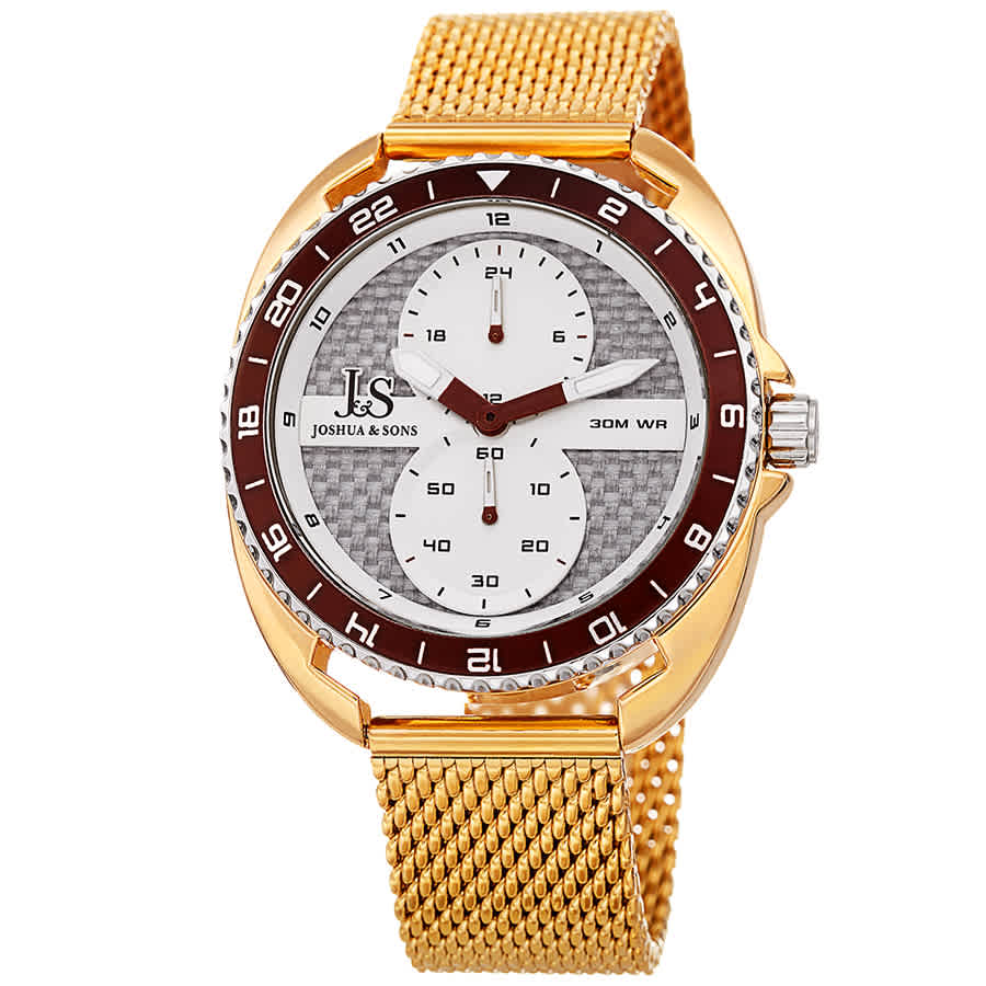 Joshua And Sons Military Time White Dial Mens Watch Jx136yg In Brown / Gold Tone / White / Yellow