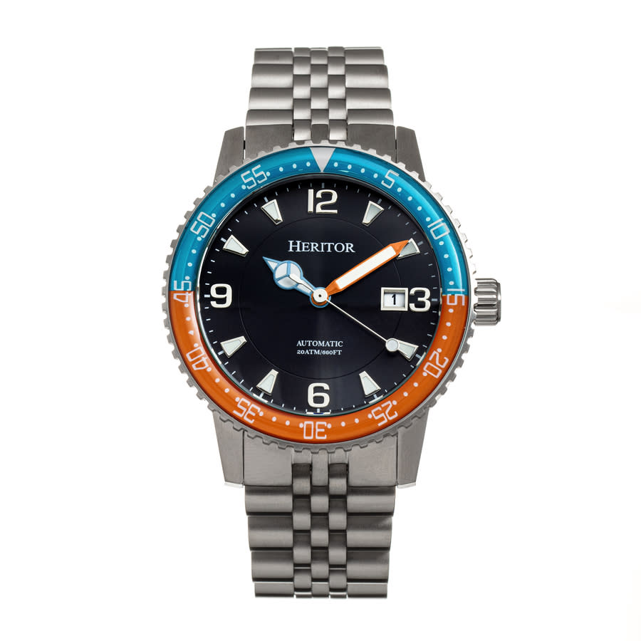 Heritor Dominic Automatic Black Dial Mens Watch Herhr9805 In Black / Blue / Orange