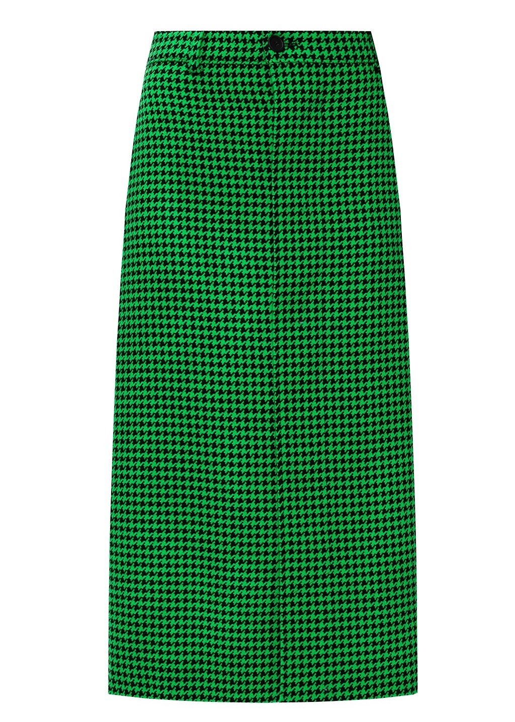 Balenciaga Green And Black Compact Houndstooth Wool Coat Skirt In Black,green