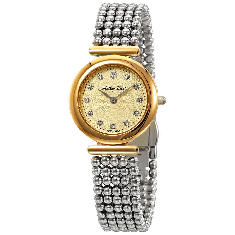 Mathey-tissot Allure Crystal Gold Dial Ladies Watch D539bdi In Gold / Gold Tone