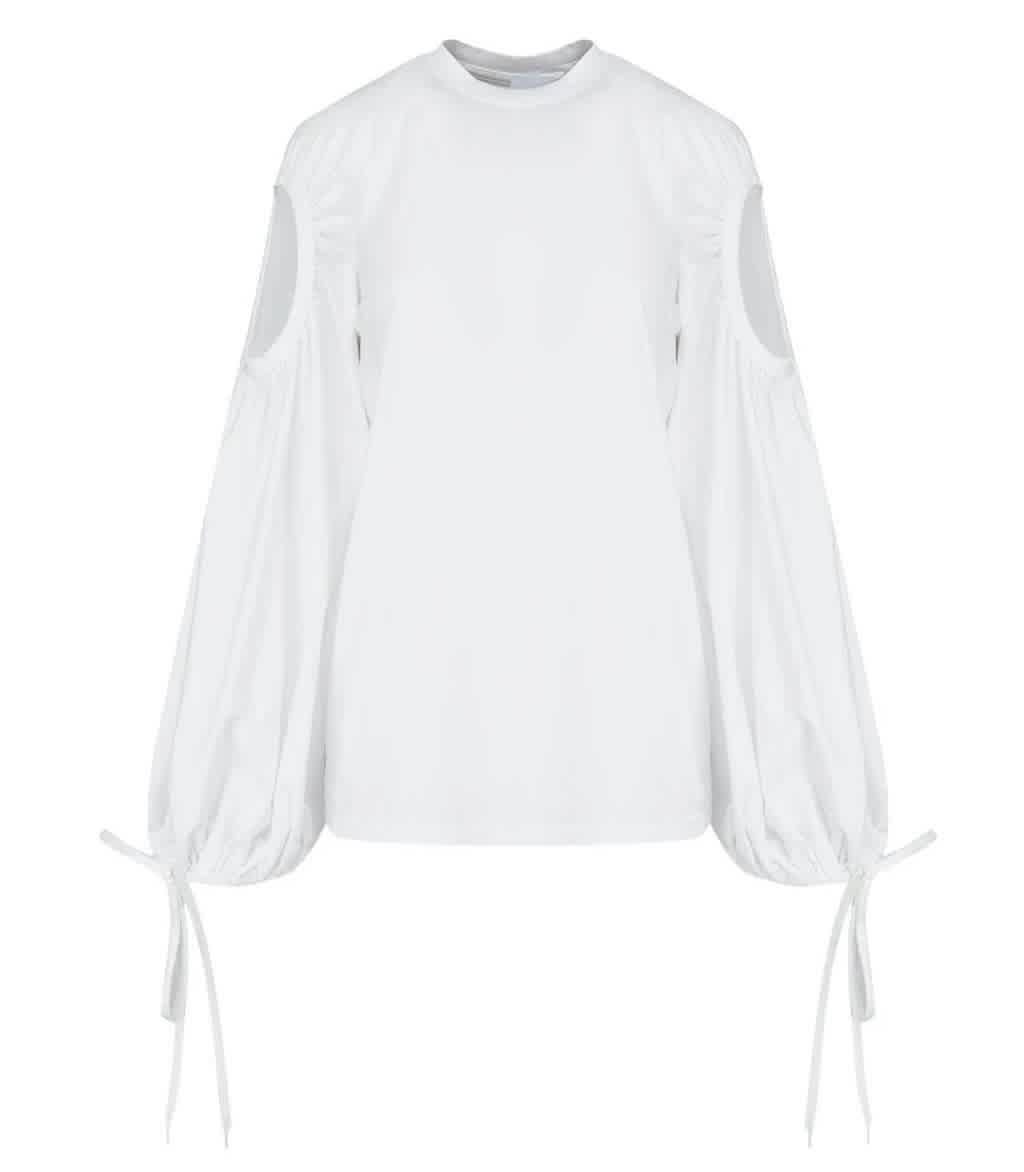 BURBERRY BURBERRY LADIES WHITE CUT-OUT SLEEVE OVERSIZED TOP
