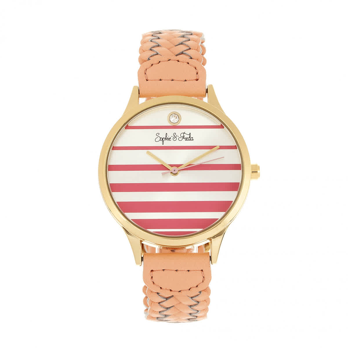 Shop Sophie And Freda Tucson Silver Dial Ladies Watch Sf4503 In Coral / Gold / Gold Tone / Silver