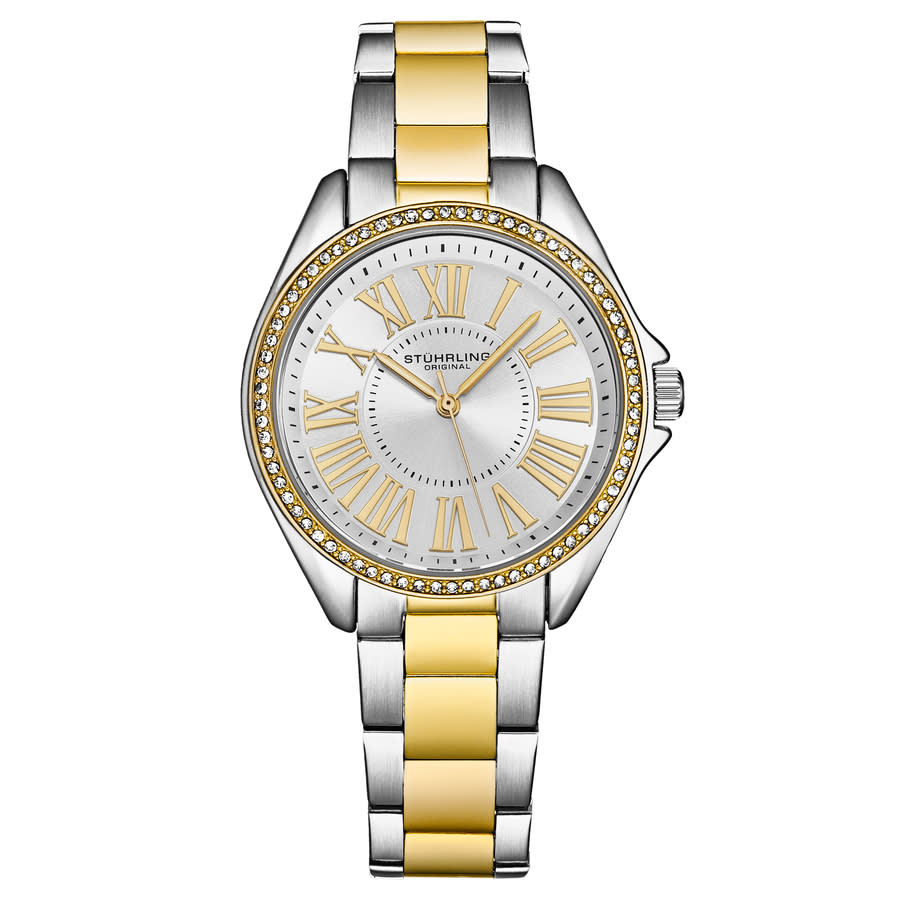 Stuhrling Original Symphony Quartz Silver Dial Ladies Watch M17189 In Two Tone  / Gold Tone / Silver / Yellow