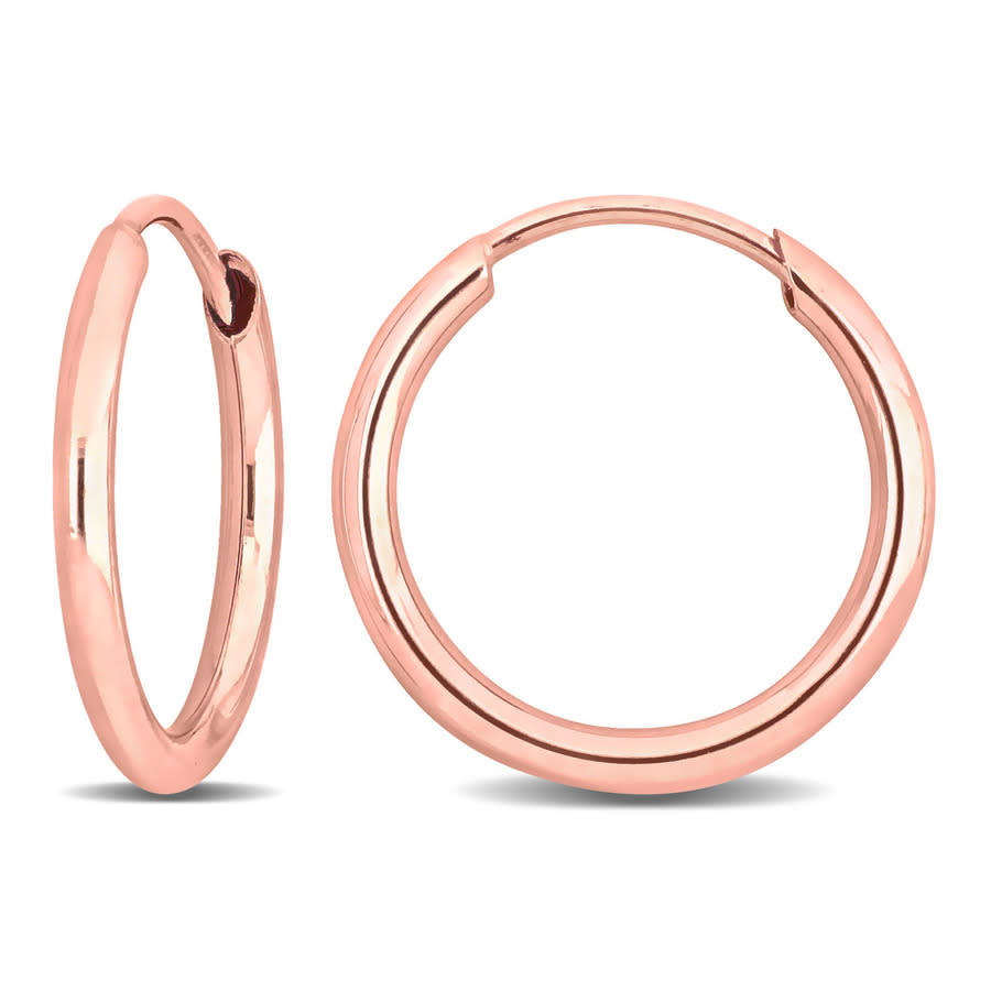 Amour 13mm Hoop Earrings In 14k Rose Gold In Rose Gold-tone