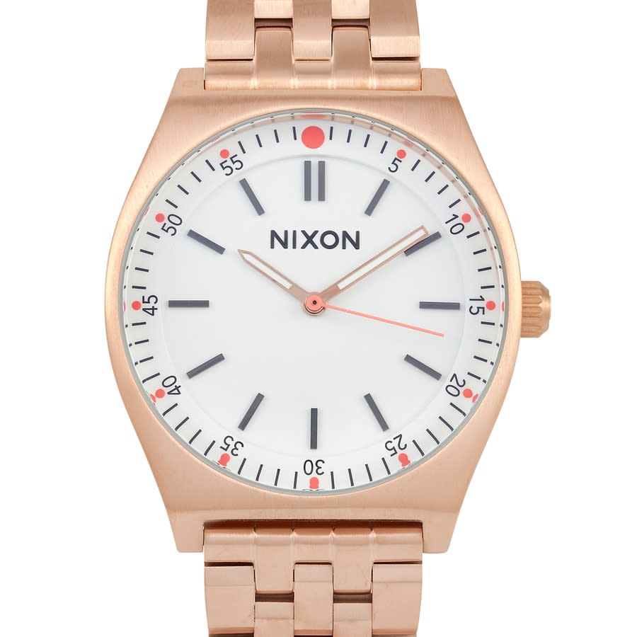 Shop Nixon Crew Quartz Silver Dial Ladies Watch A1186-2761-00 In Gold Tone / Rose / Rose Gold Tone / Silver