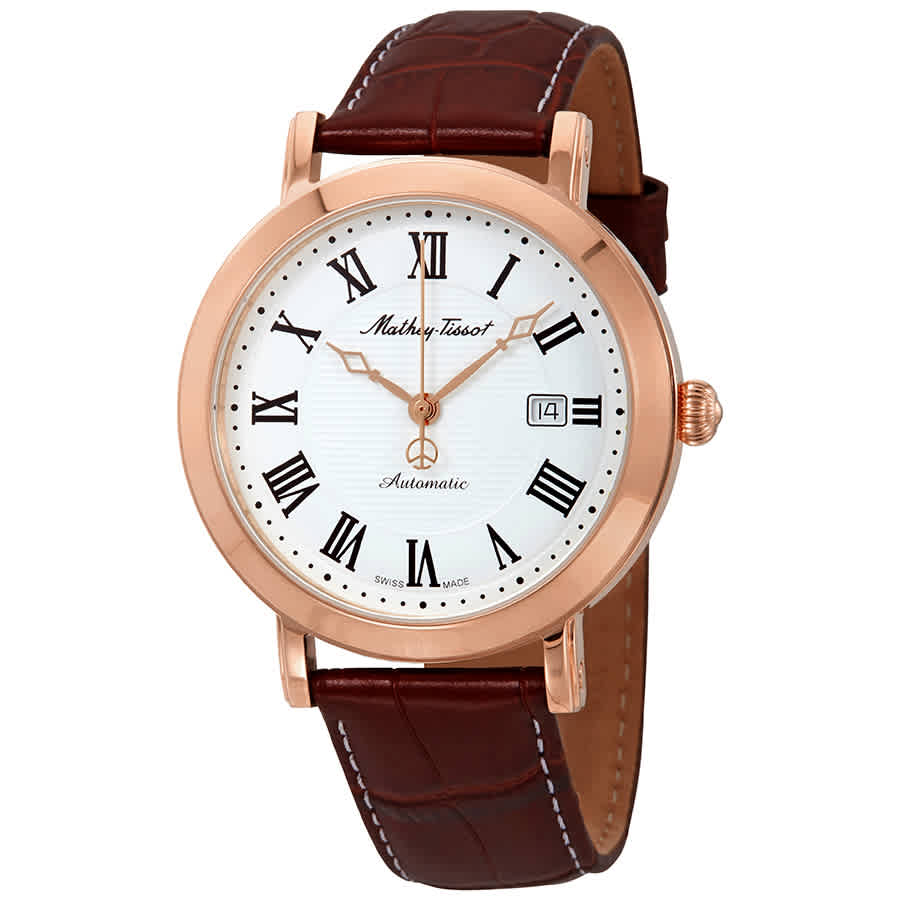 Mathey-tissot City Automatic White Dial Mens Watch Hb611251atpbr In Brown / Gold / Gold Tone / Rose / Rose Gold / Rose Gold Tone / White